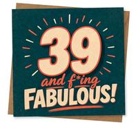 39 and F*ing Fabulous Birthday Card for Her or Him, Fun Milestone Birthday Card for 39th