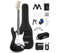 39" Beginner Electric Guitar Kit with Amp & HSS Pickups | Complete Starter Set for Newcomers w/Essentials | Gig Bag, Extra Strings, Digital Tuner, Capo, Strap | Home Practice (Satin Black)
