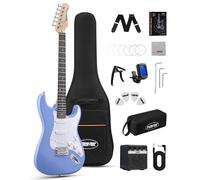 39" Beginner Electric Guitar Kit with Amp & HSS Pickups | Complete Starter Set for Newcomers w/Essentials | Gig Bag, Extra Strings, Digital Tuner, Capo, Strap | Home Practice (Mystic Blue)