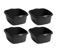 39 Cm High Grade Plastic Washing Up Bowl 12 Litre Rectangular Bowl Kitchen Basin Sink Tidy Organiser (Midnight Black) (4)