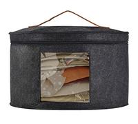 39 cm x 24 cm round hat box with lid - portable hat container with wide brim and clear window, suitable for organising in the wardrobe, dustproof and light weight