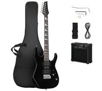 39"Electric Guitar Beginner Kit with 20W Amp, HSH Pickups Electric Guitar Kit W/Accessories Strap, Cable, Pick, Tremolo Bar, Gig Bag for Kids Adults, Perfect Beginner Electric Guitar Set (Black)