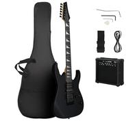 39"Electric Guitar Beginner Kit with 20W Amp, HSH Pickups Electric Guitar Kit W/Accessories Strap, Cable, Pick, Tremolo Bar, Gig Bag for Kids Adults, Perfect Beginner Electric Guitar Set (Matte Black)