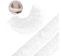 39 In/10 M White Lace, Double Layer 2 in /5 cm Wide Lace, Ruffle Ribbon Gathered Tulle Edging, White Laces Ribbon for DIY Sewing Crafts Dress Embellishments, Gift Wrapping