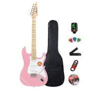 39 Inch Electric Guitar, Designer Series MS-100 Stylish Solid Body Electric Guitar for Beginner Intermediate & Pro Players, S-S-S Coil, Bonus Bag, Cable, Strap (pink)
