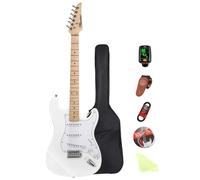 39 Inch Electric Guitar, Full Size Solid Body S-S-S Pickups 6 Strings Beginner Guitar Kit With Gig Bag, Strap, Tremolo Arm, Cable & Picks MS100 (White)