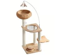 39 Inches Multi Level Large Cat Tree, Activity Centre Pussy House, Climbing Play Tower with Top Perch, Pet Furniture Plays House for Kittens Cats