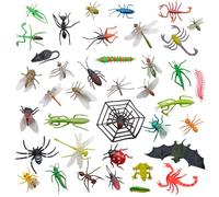 39 Pack Insects Plastic Realistic, 1.3 - 3.3in Bugs Toys for Kids, Insect World - Wildlife Animals Figures, Minibeasts Plastic Bugs Assorted for Children, Education, Halloween, Themed Party