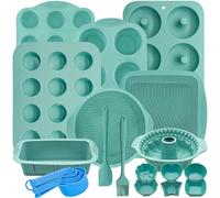 39 PCS Silicone Bakeware Set Nonstick Silicone Baking Trays Cake Pan Tin Set with Round Square Pan Donut Bread Loaf Muffin Sheet Cupcake Moulds