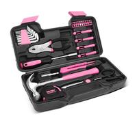 39 Piece Tool Set, Tool Kit for Home, Small Basic Hand Tools with Plastic Toolbox for Men, Women, Ideal for Household, Repair, Pink
