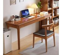 39" Solid Oak Wood Writing Desk with Storage Drawers Mid Century Modern Simple Study Table for Home Office & Bedroom Walnut Finish Stylish & Functional