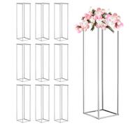 39" Tall Metal Flower Stand VasesSilver Wedding Centerpieces Decorative Flower Racks for Party & Dinner Events Set of 10 Elegant Column Holders