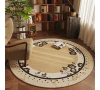 39" Vintage Round Area Rug, Mid-Century Aesthetic Printed Floor Protector, Non-Slip Desk Chair Mat for Bedroom, Vanity & Home Office (9)
