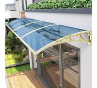 39"x157" Window Awnings Complete Patio Awning Kit with Plastic Steel Bracket Blue Panel & Gold Bracket Perfect for Decks Porches & Outdoor Spaces