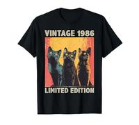 39 Years Old Gift Retro Vintage 1986 Cat Lover 39th Birthday T-Shirt