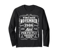 39 Years Old Vintage November 1986 Retro 39th Birthday Men Long Sleeve T-Shirt