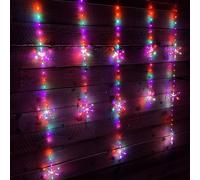 390 LED 1.3m x 1.2m Premier Christmas Snowflake Curtain Lights in Static Rainbow & Twinkling Orange Samuel Alexander Multi One Size