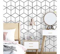 393"x17.7" Wallpaper Geometric Peel and Stick Wallpaper White and Black Contact Paper Stripe Wallpaper Self-Adhesive Removable Wallpaper for Wall Covering Vinyl Rolls