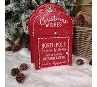 39cm Red with White Detail Christmas Santa Metal Post Box Samuel Alexander Red One Size