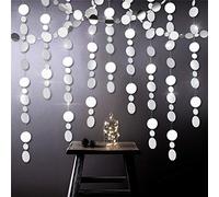 39ft Mirror Silver Circle Dots Garlands for Wedding Party Decorations Hanging Circle Streamer for Bridal Shower/Baby Shower/Engagement/Bachelor Party Ornament for Home Decor (Silver)