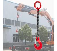 39in G80 Steel Single Leg Lifting Chain Sling with Hooks - Heavy Duty 1T to 11T Capacity for Commercial Construction, Durable Lifting Equipment, 1m Length