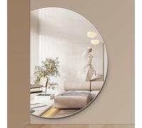 39in LED Backlit Bathroom Mirror Dimmable Touch Control Anti-Fog Frameless 3 Color Temperatures Right Semi-Circle Design - Modern Vanity Mirror