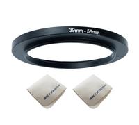 39mm Lens to 55mm Camera Lens Adapter 39mm to 55mm Step Up Ring Adapter Ring for All Brands of UV ND CPL, with Premium Lens Wiping Cloth 2 Pack (39mm-55mm)