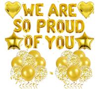 39pcs Congratulations Banner Graduation Balloons - We Are So Proud of You Decorations Gold Foil Letter Balloons for College High School Grad Party Supplies