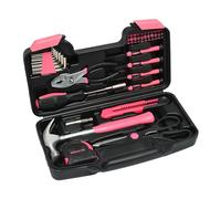 39Pcs Essential Household Tools Kit with Plastic Toolbox Hand Tool Set Portable and Lightweight Basic Home Tool Set Emergency Tool Kit with General Tools