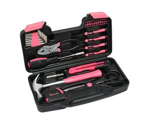 39Pcs Essential Household Tools Kit with Plastic Toolbox Hand Tool Set Portable and Lightweight Basic Home Tool Set Emergency Tool Kit with General Tools
