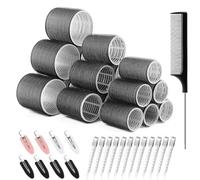 39PCS Hair Curlers Rollers - Self Grip Hair Rollers Set, Hair Tools, Cling Rollers Set, 18 Rollers 12 Duckbill Clips 8 Bang Clips 1 Comb for Short, Medium, Long Hair for Salon DIY Hairdressing