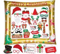 39Pcs Merry Christmas Inflatable Selfie Photo Frame & Photo booth Props Set for Pictures & Decors Xmas Selfie Props Blow Up Photo Frame for Winter Holiday Christmas New Year Party Favors Supplies
