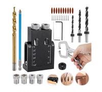 39pcs Pocket Hole Jig, 15 Degree Pocket Hole Drill Guide, Pocket Screw Jig, Woodworking Oblique Hole Locator with 6/8/10mm Drill Bits & 4 Fixed Ring for Craftsmen Woodworking Angle Drilling Holes