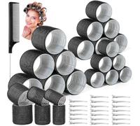 39PCS Self Grip Curlers 3 Sizes - Black 2.5in, 1.9in, 1.4in Rollers with Duckbill Clips for Long, Medium, Short, Thick, Fine Hair Volume and Bangs (Black)