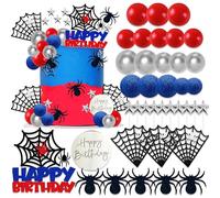 39PCS Superhero Birthday Cake Decoration Superhero Party Favors Cupcake Decor Spider Cake Decoration Spider Birthday Party
