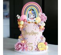39PCS Unicorn Cake Topper Rainbow Unicorn Cake Decorations Colorful Flowers Balls Cake Decorations Happy Birthday Cake Decoration for Girls Boys Kids Birthday Themed Party Baby Shower Supplies