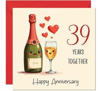 39th Anniversary Card for Women & Men - Happy 39 Year Anniversary Card for Girlfriend Boyfriend Partner Anniversaries Greeting Cards for Him Her