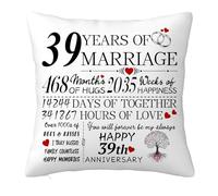 39th Anniversary Cushion Cover Gift for Him Her, 39 Years Anniversary Wedding Gifts Decorations for Couple Boyfriend Girlfriend Men Women Husband Wife, 39 Years of Marriage Pillow Case 45x45cm