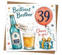 39th Birthday Card for Brother, Brilliant, Beer
