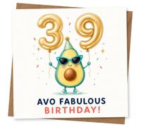39th Birthday Card for Grandad, Avocado & Gold 39 Balloons