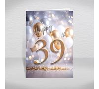 39th Birthday Card for Men and Women - Luxurious Gold & Silver Balloon Design featuring Age, and Inside Greeting ‘have a Great birthday!’ - Unisex Happy 39th Card with envelope (Size A5)