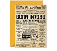 39th Birthday Card for Men Women - Bday Press Newspaper 1986 - Happy 39 Birthday Cards for Auntie Daughter Husband Colleague Son Wife, 5x7 Inch Bday Greeting Cards
