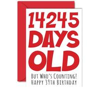39th Birthday Card for Men Women Him Her - 14245 Days Old - Funny Adult Happy Birthday Card for Brother Sister Son Daughter Mum Dad, A5 Humour Joke Greeting Cards