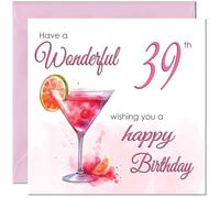 39th Birthday Card for Women - Ladies Elegant Birthday Cards for 39 year old woman thirty Nine, thirty ninth Daughter Friend Niece Granddaughter Wife Girlfriend Girls Mum Aunt for her