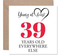 39th Birthday Cards for Men Women - Young at Heart - Happy Birthday Card for 39 Year Old Man Woman Son Brother Colleague Nephew, 145mm Bday Greeting Cards