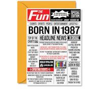 39th Birthday Cards for Women and Men, Born In 1987 Newspaper