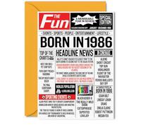 39th Birthday Cards for Women Men - Born In 1986 Newspaper - Happy 39 Birthday Card for Sister Brother Friend Vintage Retro Back In 1986, 5x7 Inch Bday Greeting Cards