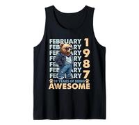 39th Birthday Cool Bear February 1987 Vintage 39 Years Old Tank Top
