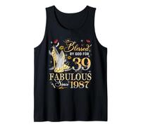 39th Birthday Queen Blessed by God 39 Fabulous Since 1987 Tank Top