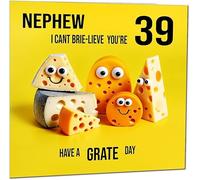 39th Nephew Birthday Card - Cheese Pun Funny Nephews Birthday Card for 39 Year old thirty Nine, thirty ninth